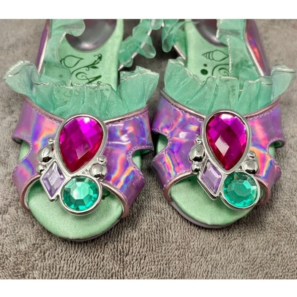 Disney Ariel The Little Mermaid Costume Shoes Girls 11/12 Purple Iridescent Gem
